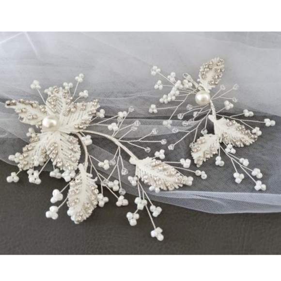 2pcs Set Large bridal hair floral flower headpiece main image 4
